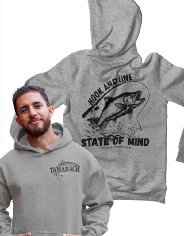 Hook and Line State Of Mind| Hooded Sweatshirt| Sport Grey - Image 5