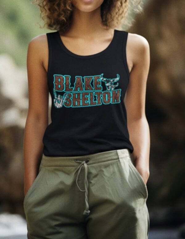 Blake Shelton Blue Western| Racerback Tank| Black
