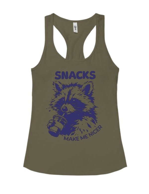 Snacks Make Me Nicer| Next Level Racerback Tank| Military Green